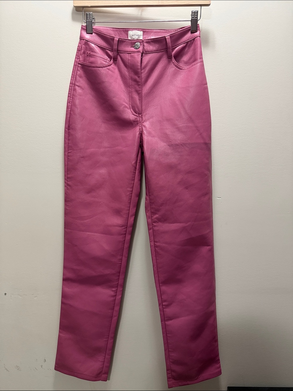 Wilfred High-Rise Pink Leather-Effect Jeans Size 0